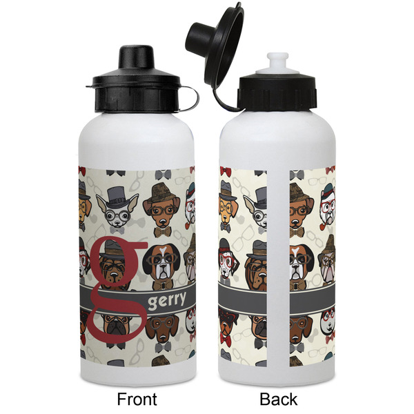Hipster Dogs Aluminum Water Bottle - White APPROVAL