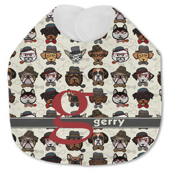 Hipster Dogs Jersey Knit Baby Bib w/ Name and Initial
