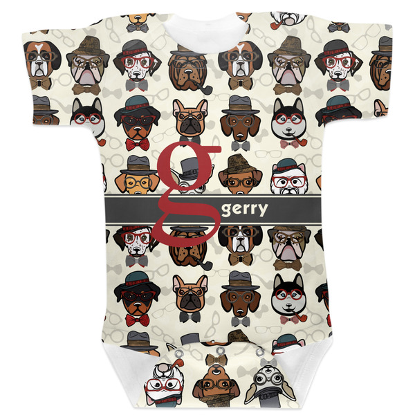 Custom Hipster Dogs Baby Bodysuit 0-3 w/ Name and Initial