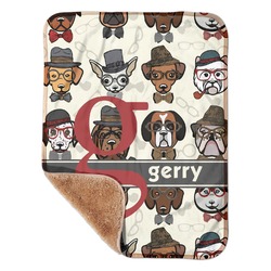 Hipster Dogs Sherpa Baby Blanket - 30" x 40" w/ Name and Initial