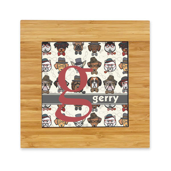 Custom Hipster Dogs Bamboo Trivet with Ceramic Tile Insert (Personalized)