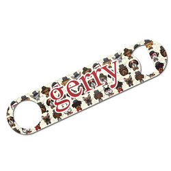 Hipster Dogs Bar Bottle Opener - White w/ Name and Initial