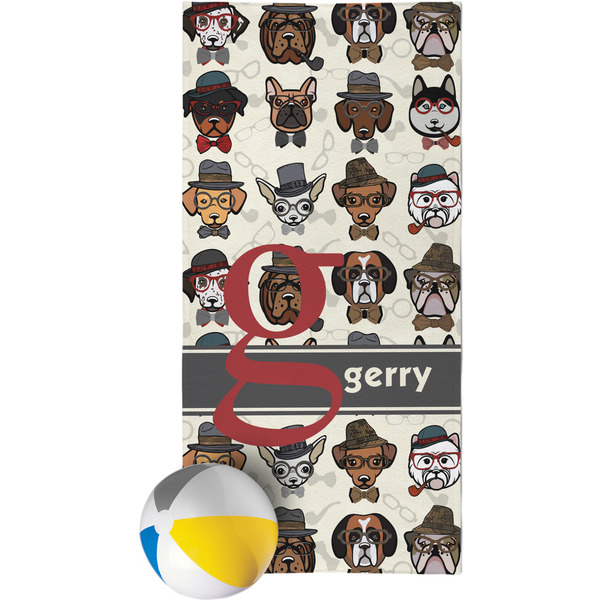 Custom Hipster Dogs Beach Towel (Personalized)