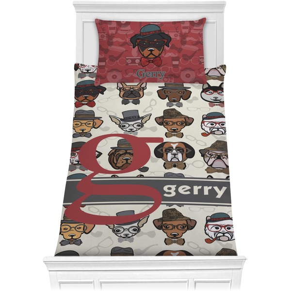 Custom Hipster Dogs Comforter Set - Twin XL (Personalized)