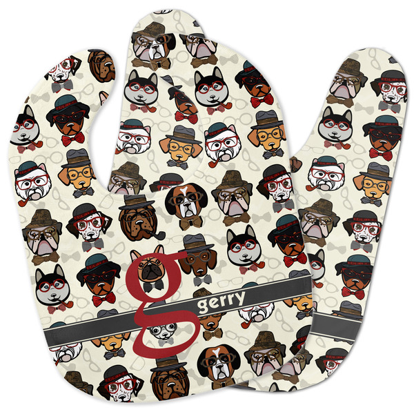 Custom Hipster Dogs Baby Bib w/ Name and Initial