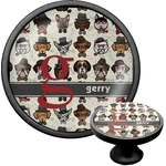 Hipster Dogs Cabinet Knob (Black) (Personalized)