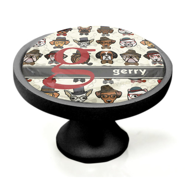 Hipster Dogs Black Custom Cabinet Knob (Side)