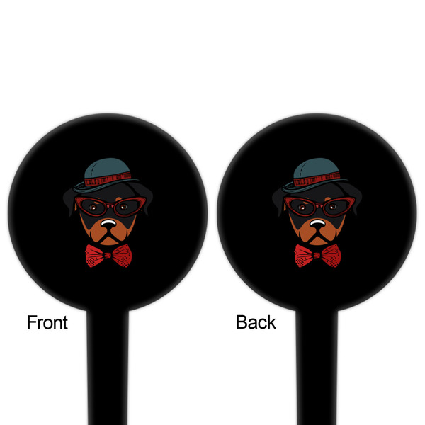 Hipster Dogs Black Plastic 4" Food Pick - Round - Double Sided - Front & Back