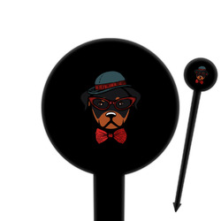 Hipster Dogs 6" Round Plastic Food Picks - Black - Double Sided