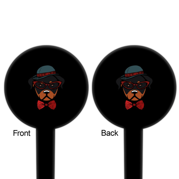 Hipster Dogs Black Plastic 6" Food Pick - Round - Double Sided - Front & Back