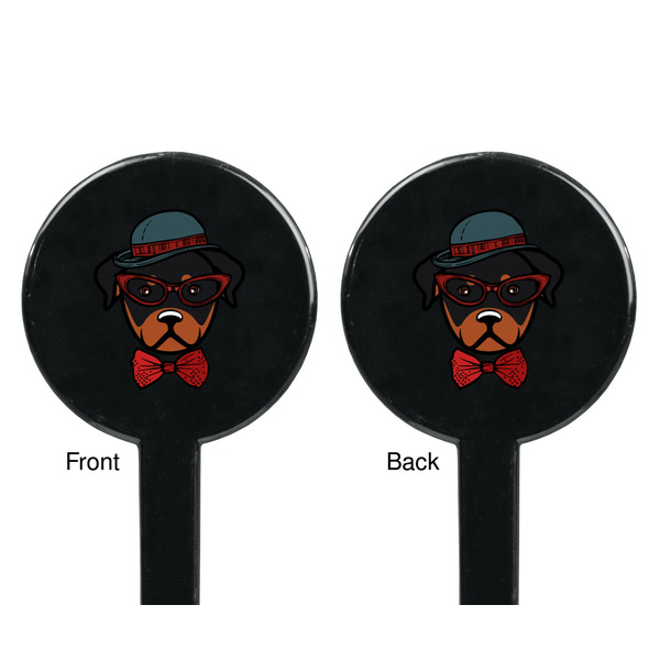 Hipster Dogs Black Plastic 7" Stir Stick - Double Sided - Round - Front & Back