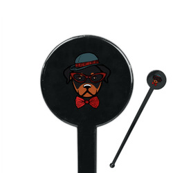 Hipster Dogs 7" Round Plastic Stir Sticks - Black - Single Sided
