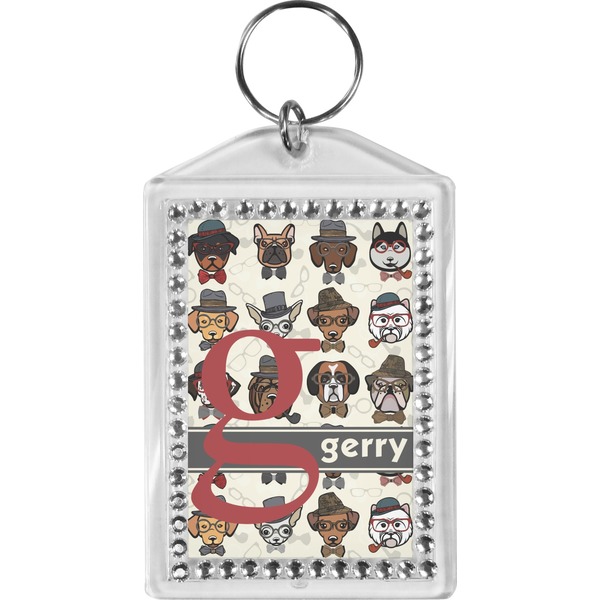 Custom Hipster Dogs Bling Keychain (Personalized)