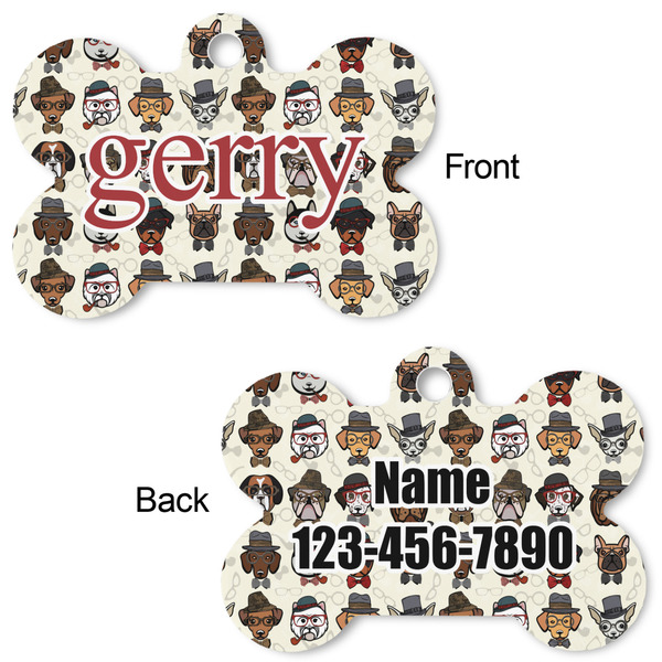 Hipster Dogs Bone Shaped Dog ID Tag - Large - Approval