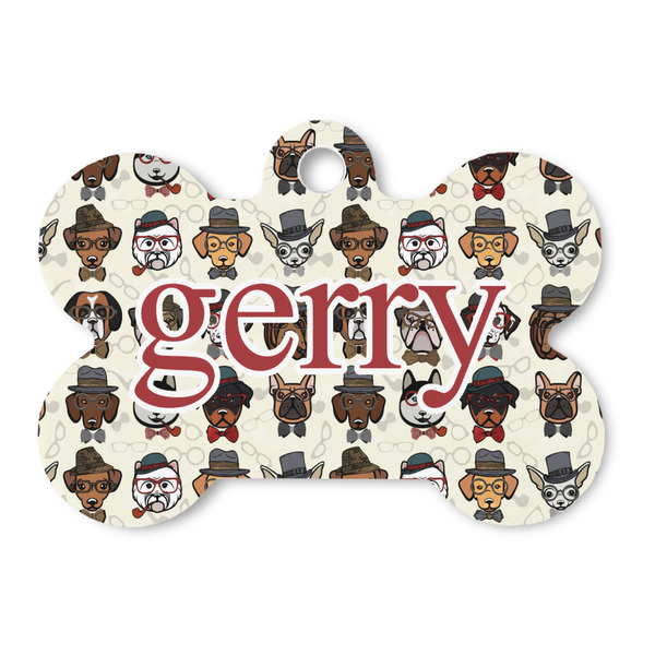 Custom Hipster Dogs Bone Shaped Dog ID Tag (Personalized)