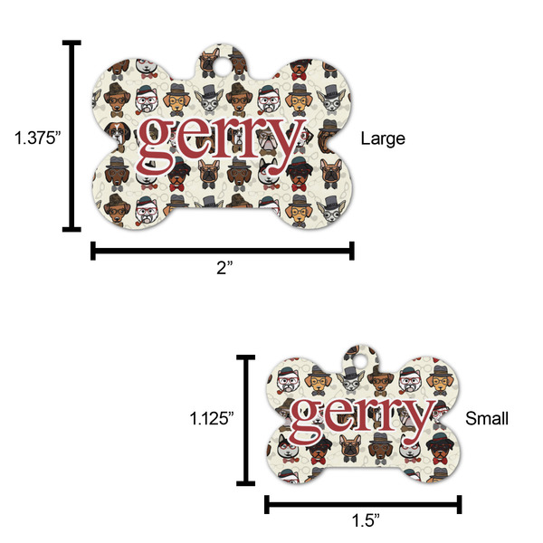 Hipster Dogs Bone Shaped Dog ID Tag - Large - Scale
