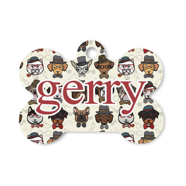 Custom Hipster Dogs Bone Shaped Dog ID Tag - Small (Personalized)