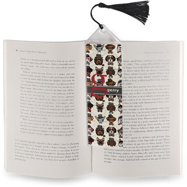 Hipster Dogs Bookmark with tassel - In book