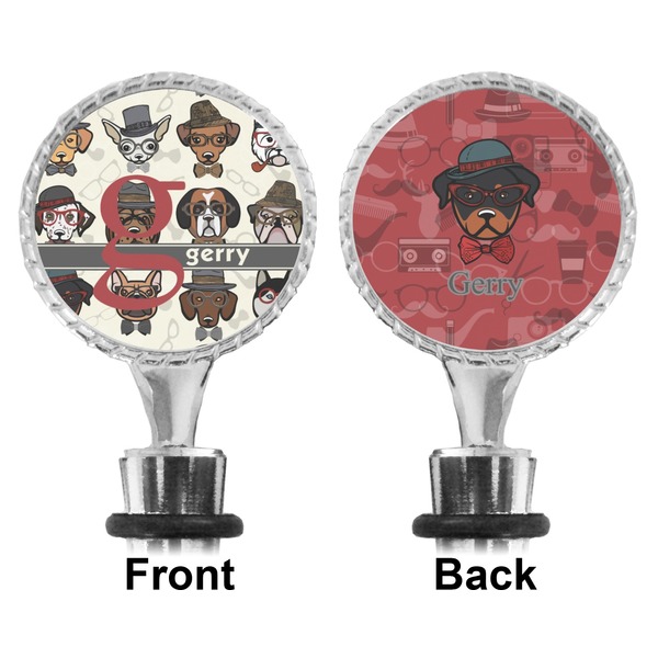 Hipster Dogs Bottle Stopper - Front and Back