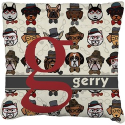 Hipster Dogs Faux-Linen Throw Pillow 18" (Personalized)