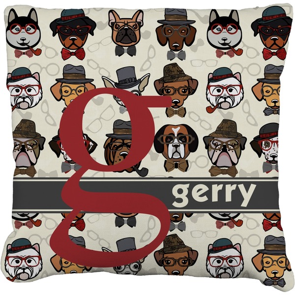 Custom Hipster Dogs Faux-Linen Throw Pillow 18" (Personalized)