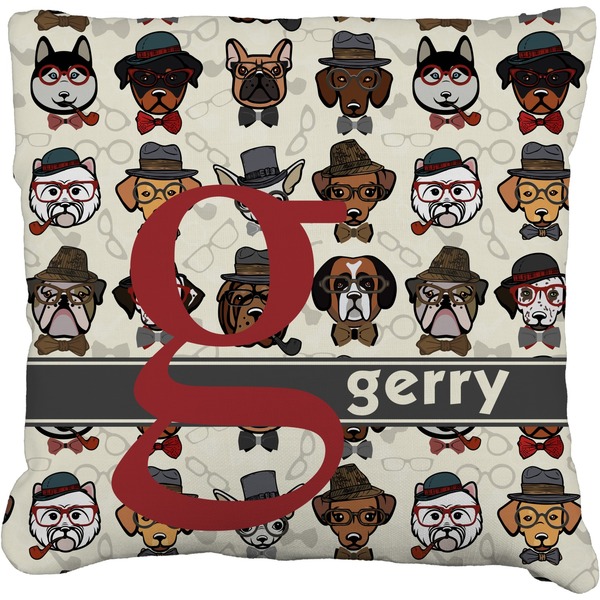 Custom Hipster Dogs Faux-Linen Throw Pillow 26" (Personalized)