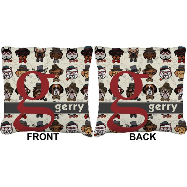 Hipster Dogs Burlap Pillow Approval