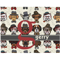 Hipster Dogs Woven Fabric Placemat - Twill w/ Name and Initial