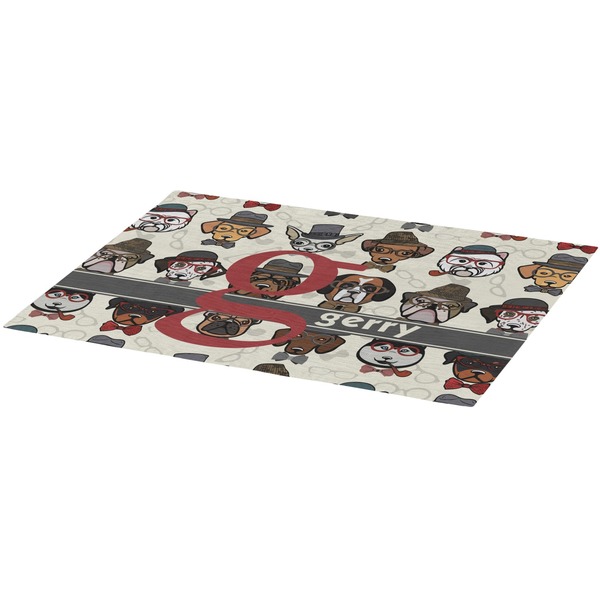 Hipster Dogs Burlap Placemat (Angle View)