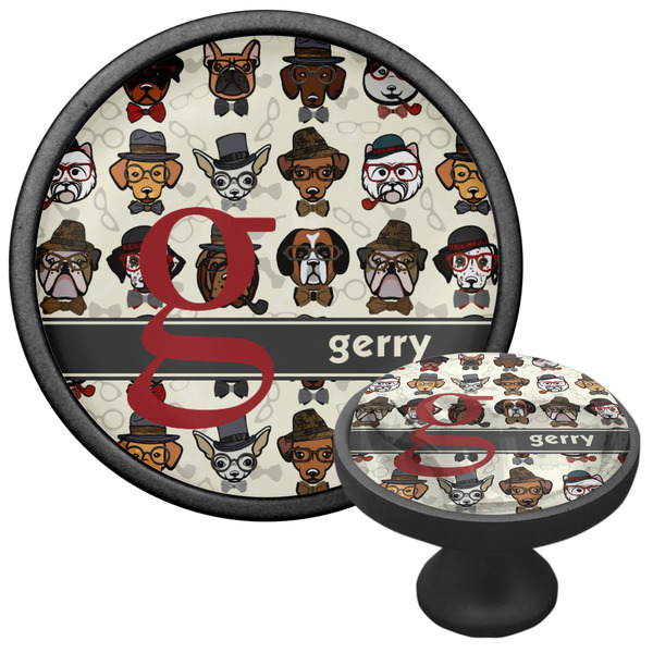 Hipster Dogs Cabinet Knob - Black - Multi Angle