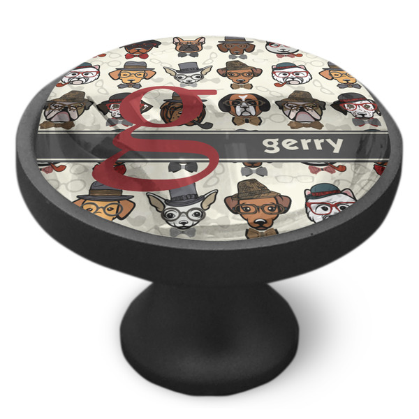 Hipster Dogs Cabinet Knob - Black - Side