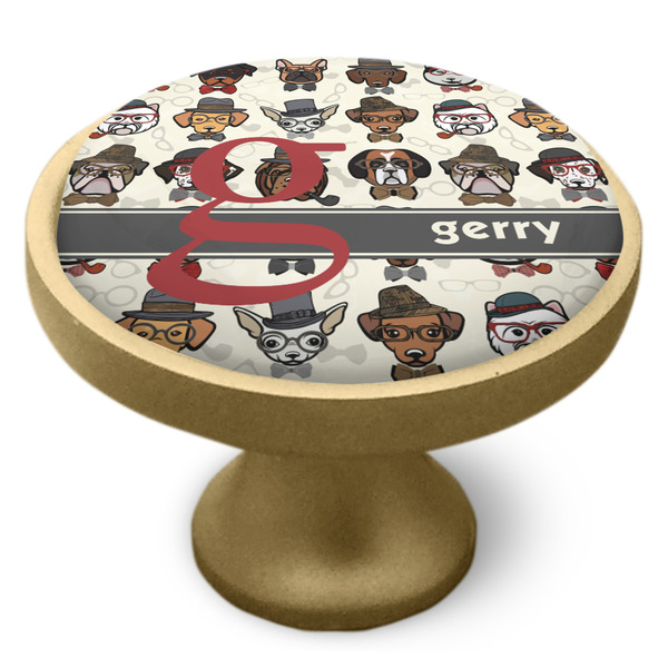 Hipster Dogs Cabinet Knob - Gold - Side