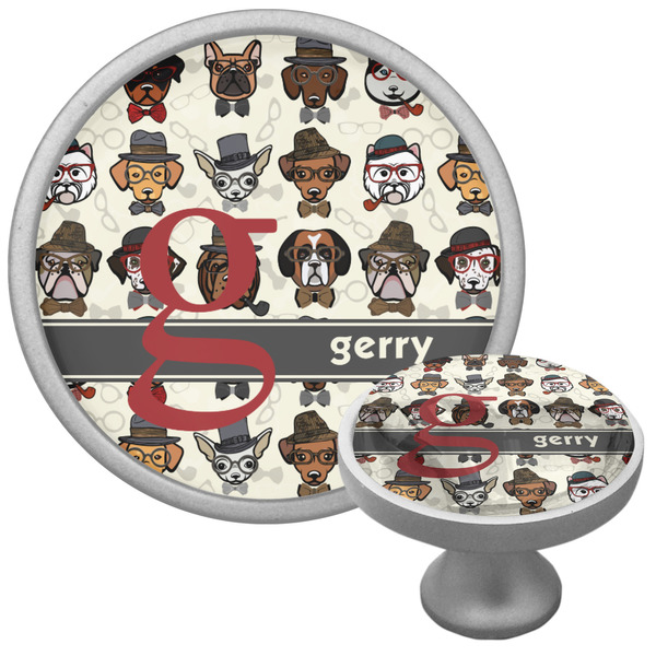 Custom Hipster Dogs Cabinet Knob (Silver) (Personalized)