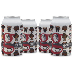Hipster Dogs Can Cooler (12 oz) - Set of 4 w/ Name and Initial