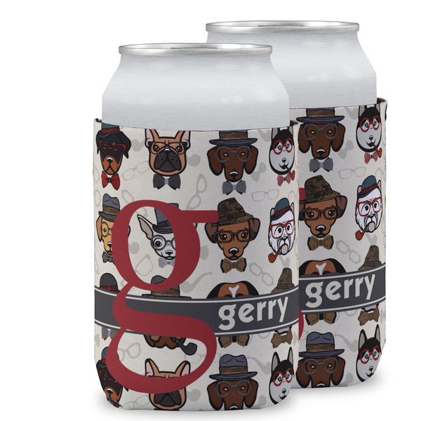 Custom Hipster Dogs Can Cooler (12 oz) w/ Name and Initial