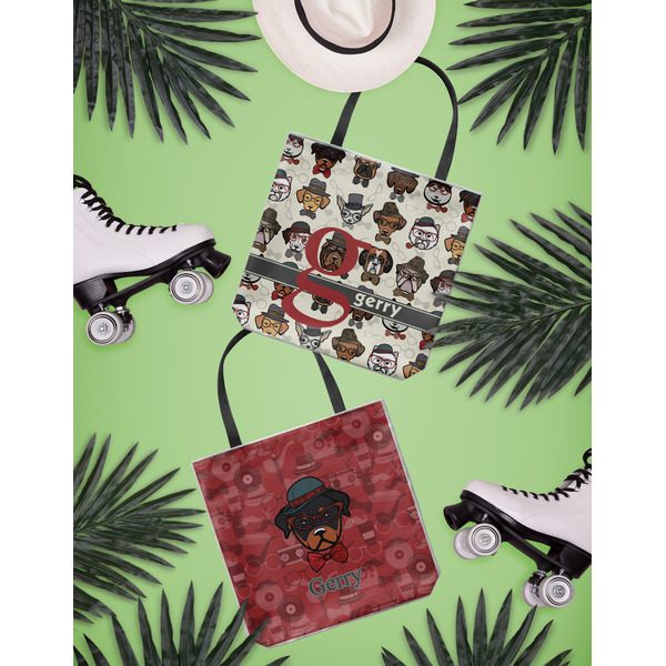 Hipster Dogs Canvas Tote Lifestyle Front and Back- 13x13