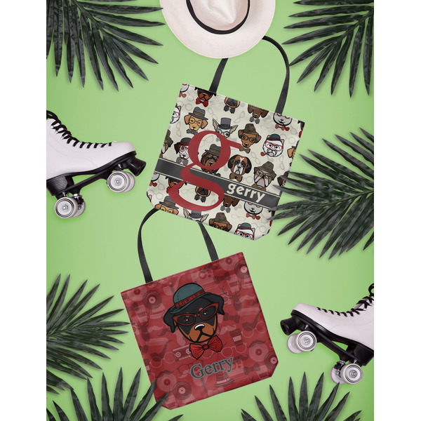 Hipster Dogs Canvas Tote Lifestyle Front and Back