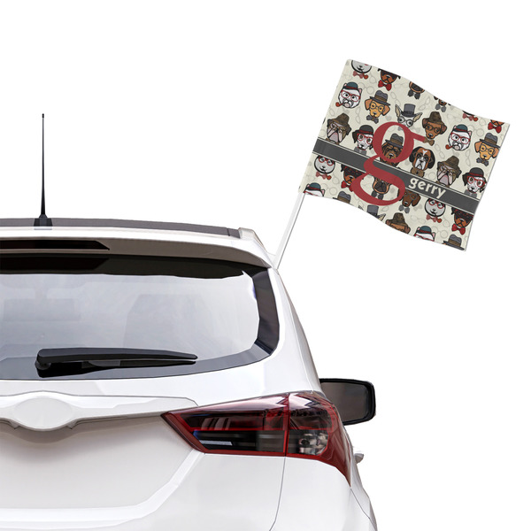 Hipster Dogs Car Flag - Large - LIFESTYLE