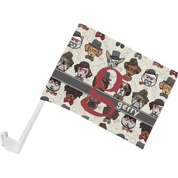 Hipster Dogs Car Flag - Small w/ Name and Initial