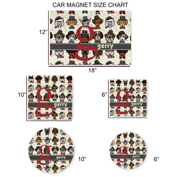 Hipster Dogs Car Magnets - SIZE CHART