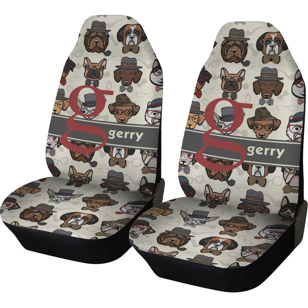 Custom Hipster Dogs Car Seat Covers (Set of Two) (Personalized)