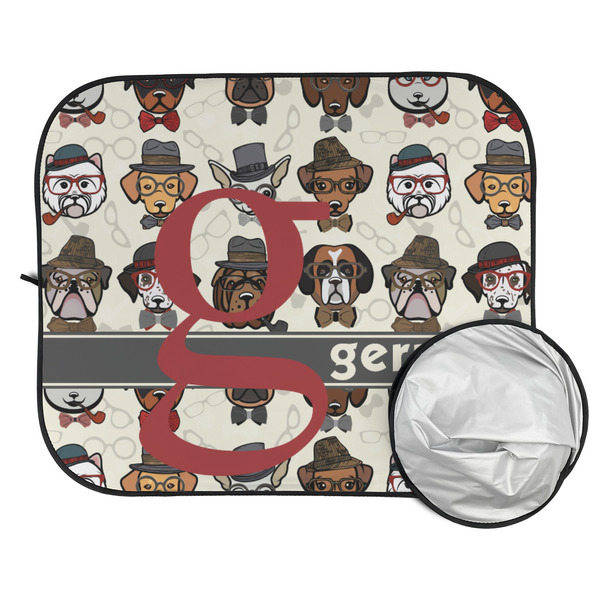 Hipster Dogs Car Sun Shades - FOLDED & UNFOLDED