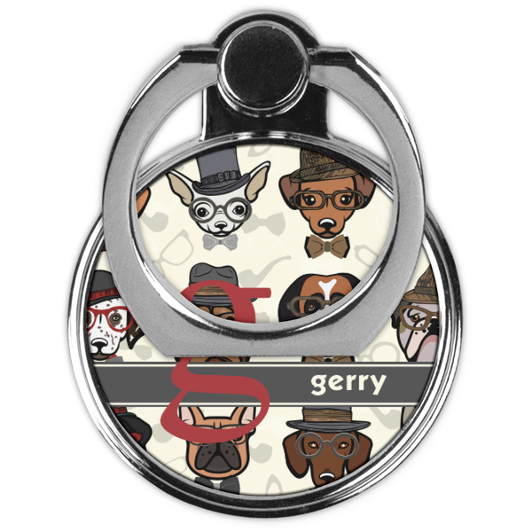 Hipster Dogs Cell Phone Ring Stand & Holder - Front (Collapsed)