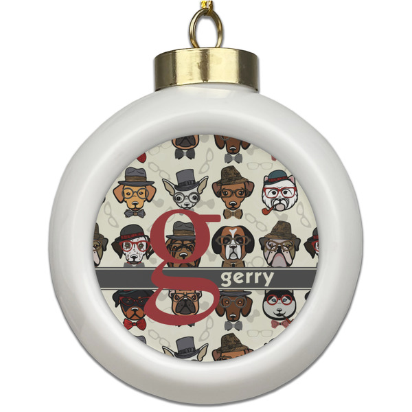 Custom Hipster Dogs Ceramic Ball Ornament (Personalized)
