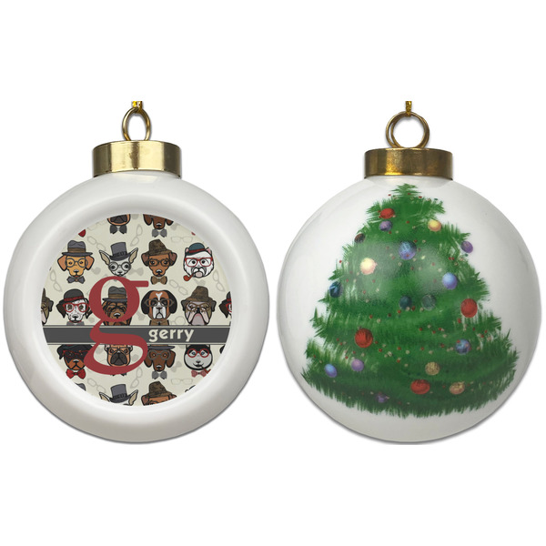 Hipster Dogs Ceramic Christmas Ornament - X-Mas Tree (APPROVAL)
