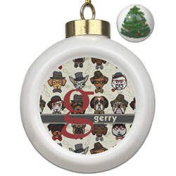 Hipster Dogs Ceramic Ball Ornament - Christmas Tree (Personalized)