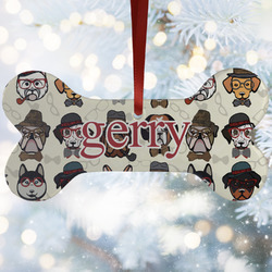 Hipster Dogs Ceramic Dog Ornament w/ Name and Initial