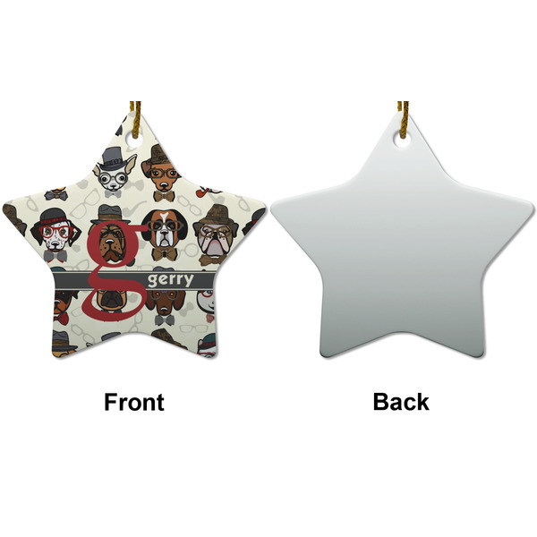 Hipster Dogs Ceramic Flat Ornament - Star Front & Back (APPROVAL)