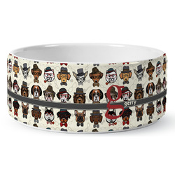 Hipster Dogs Ceramic Dog Bowl - Medium (Personalized)