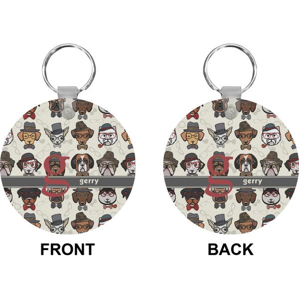 Hipster Dogs Circle Keychain (Front + Back)